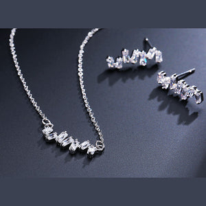 MONROE - Baguette Cut Necklace and Drop Pierced Earrings Set