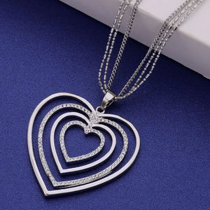 Heart Multi Strand Long Necklace & Pendant