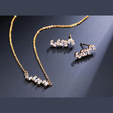 MONROE - Baguette Cut Necklace and Drop Pierced Earrings Set