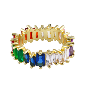 GARLAND - "Judy" Rainbow Triple Baguette Cut Uneven Ring