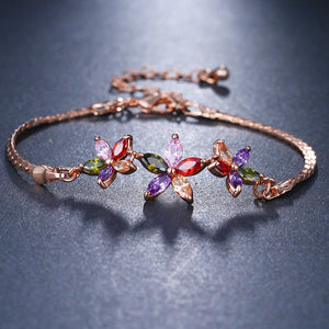 GARLAND - "Judith" Rainbow Marquise Cut Floral Inspired Bracelet