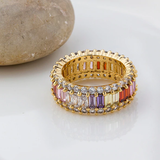 GARLAND - "Judy" Wide Rainbow Baguette Cut Ring