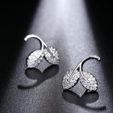 Delicate Double Leaf Inspired Pierced Earrings