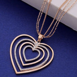 Heart Multi Strand Long Necklace & Pendant