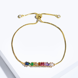 GARLAND - "Judy" - Rainbow Baguette Cut Adjustable Bracelet