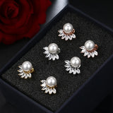 HEPBURN - Simulated Pearl and Marquise Cut Pierced Earrings