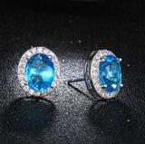 Oval Pavé Pierced Earrings