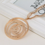 Circle Multi Strand Long Necklace & Pendant