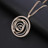 Circle Multi Strand Long Necklace & Pendant