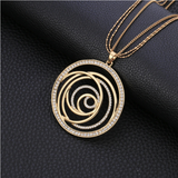 Circle Multi Strand Long Necklace & Pendant