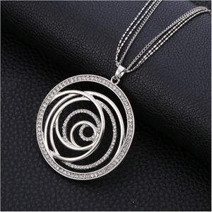 Circle Multi Strand Long Necklace & Pendant