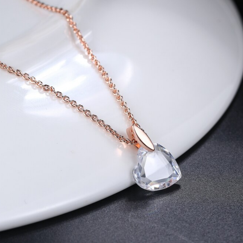 Clear Love Heart Pendant and Earrings Set Bella Crystals