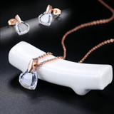 Clear Love Heart Pendant and Earrings Set