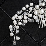 Simulated Pearl and Crystal Spray Hair Comb