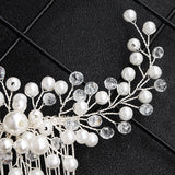Simulated Pearl and Crystal Spray Hair Comb