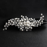 Simulated Pearl and Crystal Spray Hair Comb