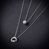 Double Layered Circle Solitaire Pendant