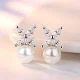 HEPBURN - "Emma" Marquise Cut Floral Inspired Pearl Earrings