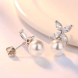 HEPBURN - "Emma" Marquise Cut Floral Inspired Pearl Earrings