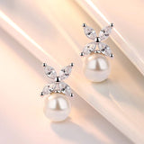 HEPBURN - "Emma" Marquise Cut Floral Inspired Pearl Earrings