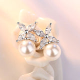 HEPBURN - "Emma" Marquise Cut Floral Inspired Pearl Earrings