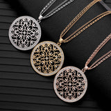 Circle Floral Multi Strand Long Necklace & Pendant