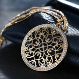 Circle Floral Multi Strand Long Necklace & Pendant