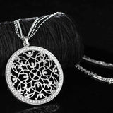 Circle Floral Multi Strand Long Necklace & Pendant