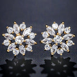 GARDNER - Marquise Cut Floral Inspired Stud Pierced Earrings