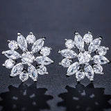 GARDNER - Marquise Cut Floral Inspired Stud Pierced Earrings