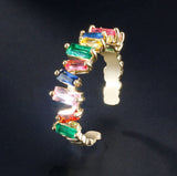 GARLAND - "Judy" Rainbow Baguette Cut Uneven Adjustable Ring