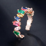 GARLAND - "Judy" Rainbow Baguette Cut Uneven Adjustable Ring