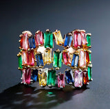 GARLAND - "Judy" Rainbow Baguette Cut Uneven Adjustable Ring