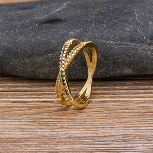 GARLAND - "Rainbow" Pavé Set Cross Ring