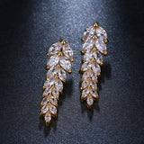 HARLOW - "Jean" Marquise Cut Leaf Inspired Drop Pierced Earrings