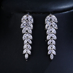 HARLOW - "Jean" Marquise Cut Leaf Inspired Drop Pierced Earrings