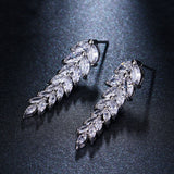 HARLOW - "Jean" Marquise Cut Leaf Inspired Drop Pierced Earrings