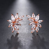 HARLOW - "Jeanna" Marquise Cut Leaf Inspired Pierced Earrings