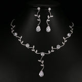 OLIVIA - Leaf Inspired Necklace and Drop Earrings Set