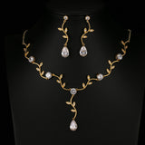 OLIVIA - Leaf Inspired Necklace and Drop Earrings Set