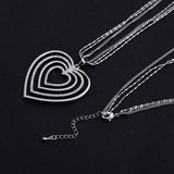 Heart Multi Strand Long Necklace & Pendant