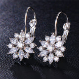 GARDNER - Marquise Cut Floral Inspired Drop Pierced Earrings