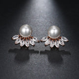 HEPBURN - Simulated Pearl and Marquise Cut Pierced Earrings