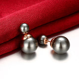 Double Sided Simulated Pearl Pierced Earrings