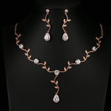 OLIVIA - Leaf Inspired Necklace and Drop Earrings Set