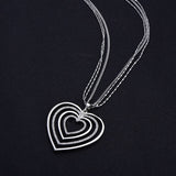 Heart Multi Strand Long Necklace & Pendant