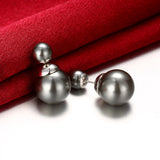 Double Sided Simulated Pearl Pierced Earrings