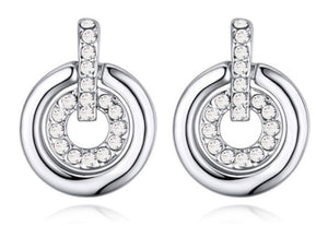 Double Circle Crystal Pierced Earrings