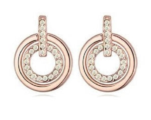Double Circle Crystal Pierced Earrings