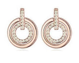 Double Circle Crystal Pierced Earrings